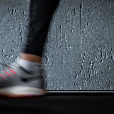 Blurred motion of an athlete in a gym